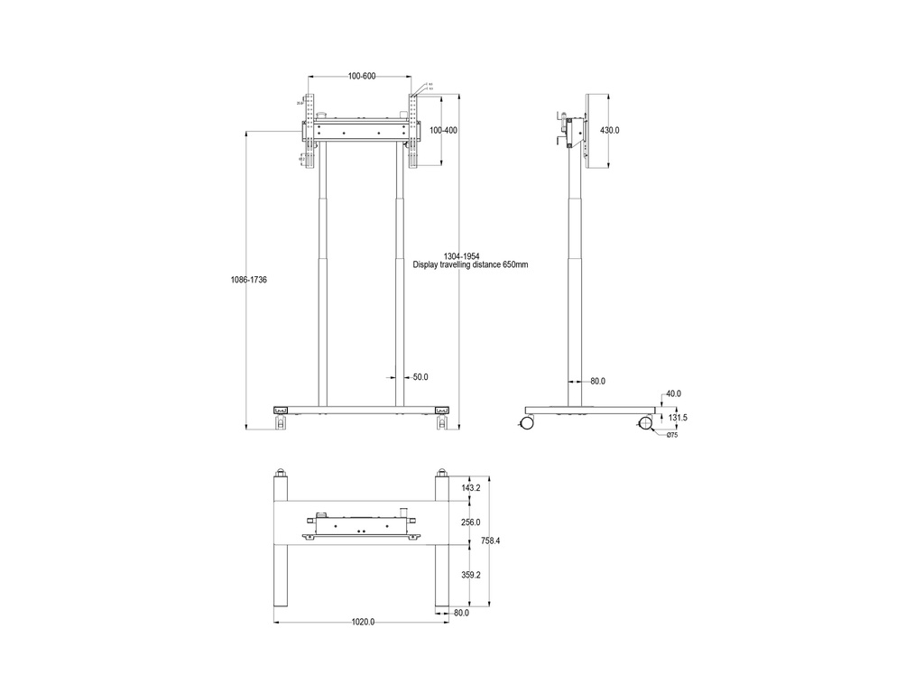 MULTIBRACKETS MB6751 | Suporte Chão Motorizado 60kg