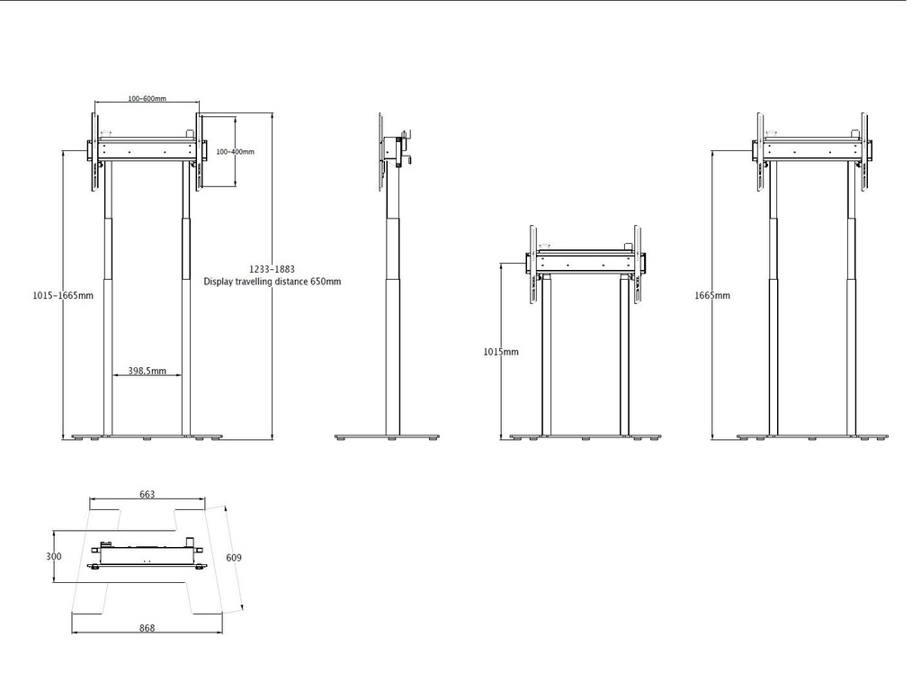 MULTIBRACKETS MB8564 | Suporte Chão Motorizado Base 60kg