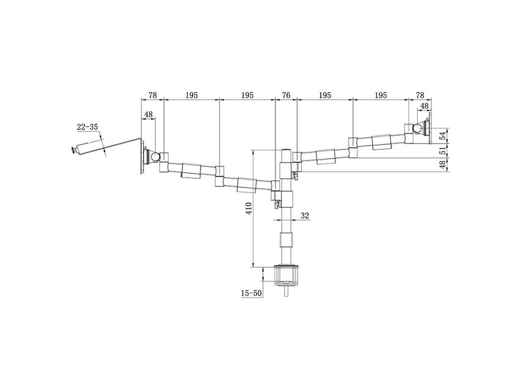 MULTIBRACKETS MB6634 | Suporte Mesa OfficeLine Dual, Base para Portátil, Preto