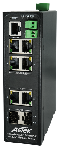 [D60-044-90] AETEK D60-044-90 | Switch Industrial L2 PRO 4-Port Gigabit bt/PoH PoE 